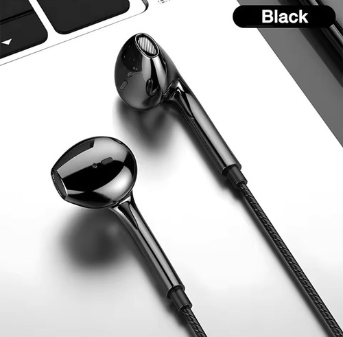 Black stereo earphones headset - black,